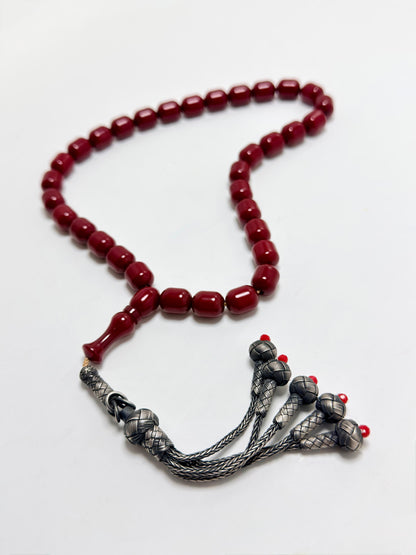 Koleksiyonluk Eski Usta İşcilik Sıkma Kehribar 1000 Ayar Kazaz Püskül